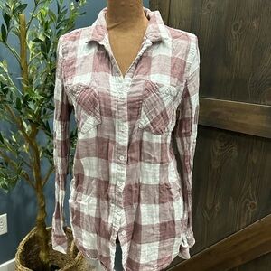 Thread & Supply Pink and White Plaid Button-Down Shirt
